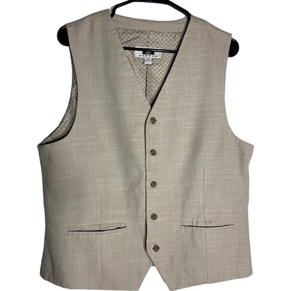 Joseph Abboud Suit Vest Mens Size Medium Taupe Five-Button Front Waistcoat